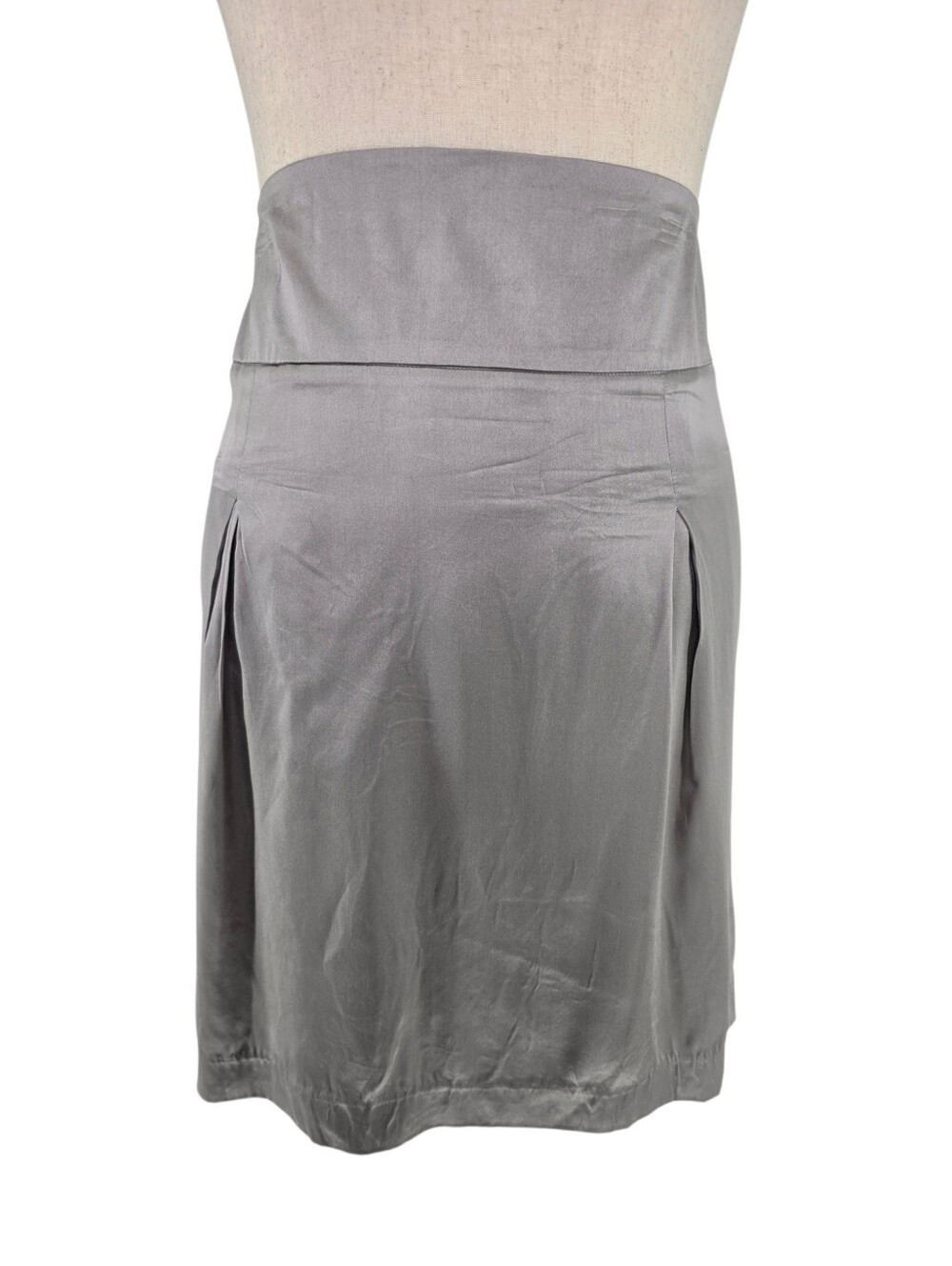 Mac & Jac Skirt Size 16 Silver Gray 97% Silk Pencil Pleated